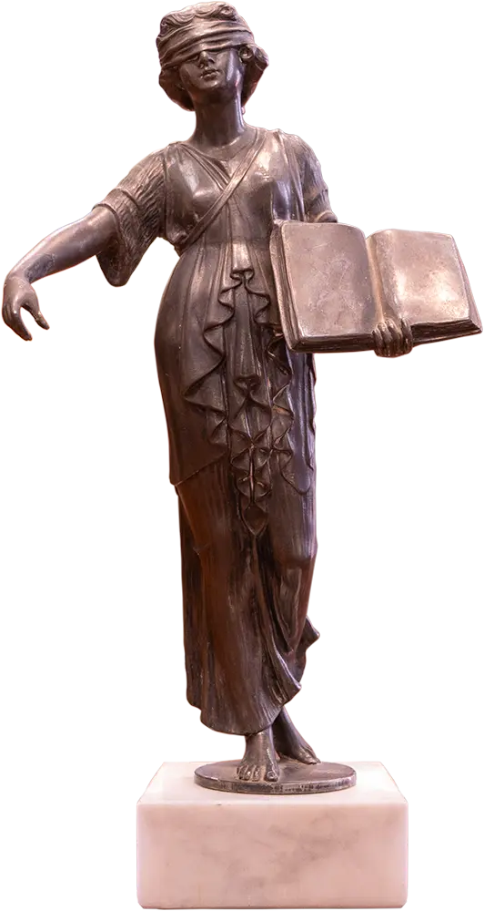 Antik bronz női szobor könyvvel
